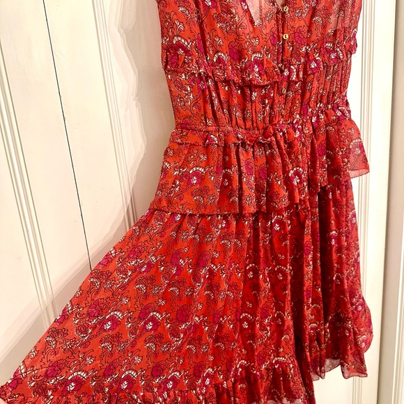 Ulla Johnson Noelle Red Silk Mini Dress Size Small - Picture 5 of 5